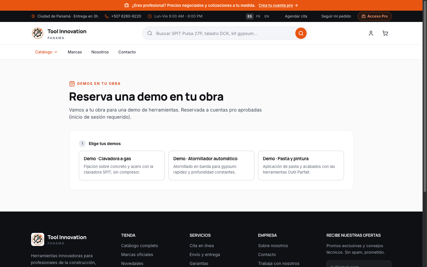 Réservation de démo sur chantier - toolinnov.com