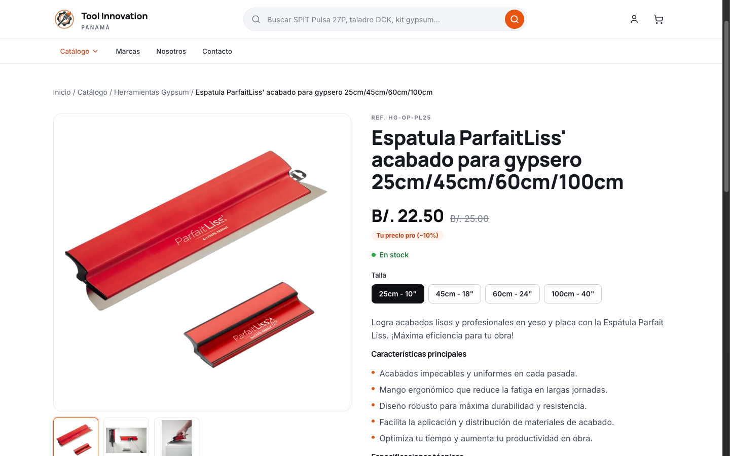 Fiche produit toolinnov.com avec prix pro automatique